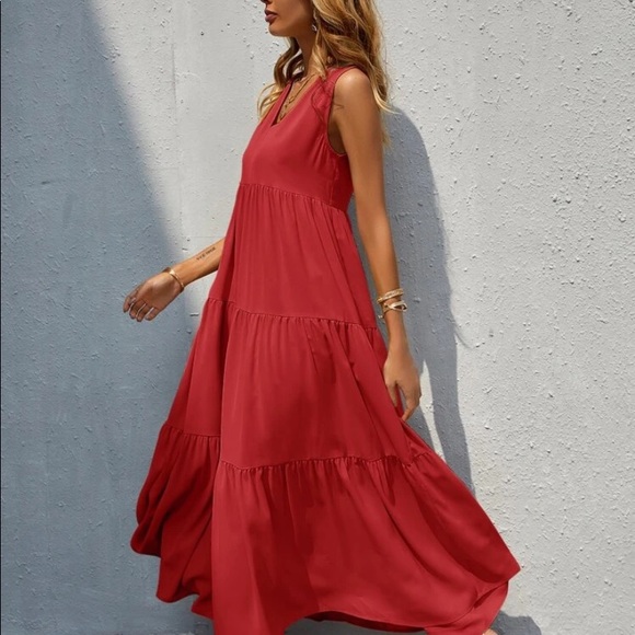 Boho V neck ruffle hem maxi dress - Picture 9 of 12